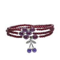 Natural Garnet Bracelet, with Zinc Alloy, polished, fashion jewelry & for woman & multi-strand, 3.3mm Approx 20 Inch 