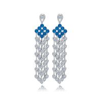 Brass Drop Earring, brass post pin, platinum plated, fashion jewelry & micro pave cubic zirconia & for woman 