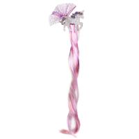 Cloth Children Wig Clip, with Sequins & High-temperature Resistant Fiber & Zinc Alloy, gradient color & for children pink 