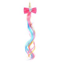 Cloth Children Wig Clip, with Sequins & High-temperature Resistant Fiber & Zinc Alloy, Kylin, Carved, gradient color & for children, mixed colors 