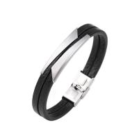 Stainless Steel Bracelet, with Faux Leather, fashion jewelry & Unisex 18.5cm   20.5cm   22cm 