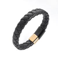 acier inoxydable bracelet, avec Cuir, bijoux de mode & unisexe & normes différentes pour le choix, 18.5cm  20.5cm  22cm, Vendu par PC