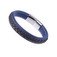 acier inoxydable bracelet, avec Cuir, bijoux de mode & unisexe & normes différentes pour le choix, 18.5cm  20.5cm  22cm, Vendu par PC
