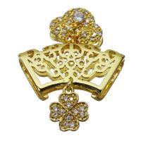 Brass Pinch Bail, real gold plated, micro pave cubic zirconia 36.5mm Approx 