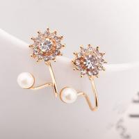 Plastic Pearl Zinc Alloy Earring, with Plastic Pearl, for woman & with rhinestone 1.5cmx2.2cm 