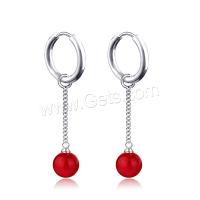 Stainless Steel Huggie Hoop Drop Earring, with ABS Plastic Pearl, fashion jewelry & for woman 