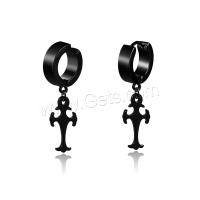 Titanium Steel Huggie Hoop Drop Earring, Cross, fashion jewelry & Unisex 
