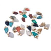 Gemstone Zinc Alloy Pendants, Natural Stone, with Zinc Alloy, gold color plated, vintage & fashion jewelry & DIY, Random Color, 18*10mm 