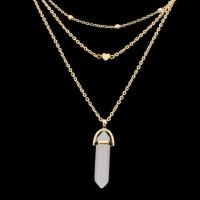 Crystal Zinc Alloy Necklace, with Crystal, gold color plated, three layers & oval chain & for woman 400mm Inch 
