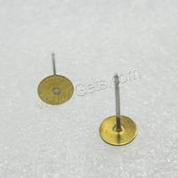 Stainless Steel Earring Stud Component, with Brass, stainless steel post pin, hypo allergic & DIY nickel, lead & cadmium free 