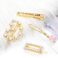 Zinc Alloy Hair Slide, gold color plated & for woman, metallic color plated 