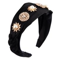 Cloth Hair Band, with Plastic Pearl, fashion jewelry & for woman & with rhinestone 40mm 