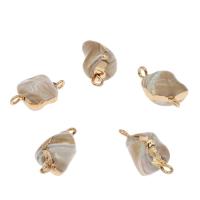South Sea Shell Connector, with Brass, Baroque, gold color plated, fashion jewelry & DIY & 1/1 loop, coffee color Approx 2mm 