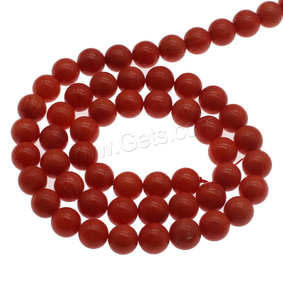 Perles en corail naturel, Rond, normes différentes pour le choix, rouge, Trou:Environ 1mm, Longueur:Environ 14.9 pouce, Vendu par brin