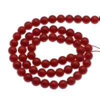 Natürliche Korallen Perlen, Koralle, rund, verschiedene Größen vorhanden, rot, Bohrung:ca. 1mm, Länge:ca. 14.9 ZollInch, verkauft von Strang