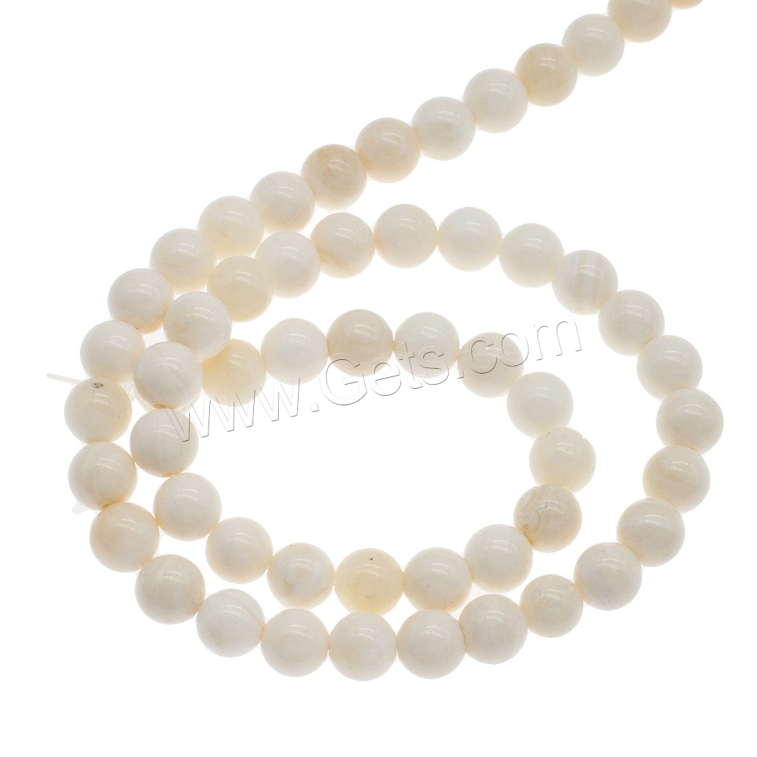 Trochus perles, Haut Coque, Rond, normes différentes pour le choix, blanc, Trou:Environ 1mm, Longueur:Environ 14.9 pouce, Vendu par brin