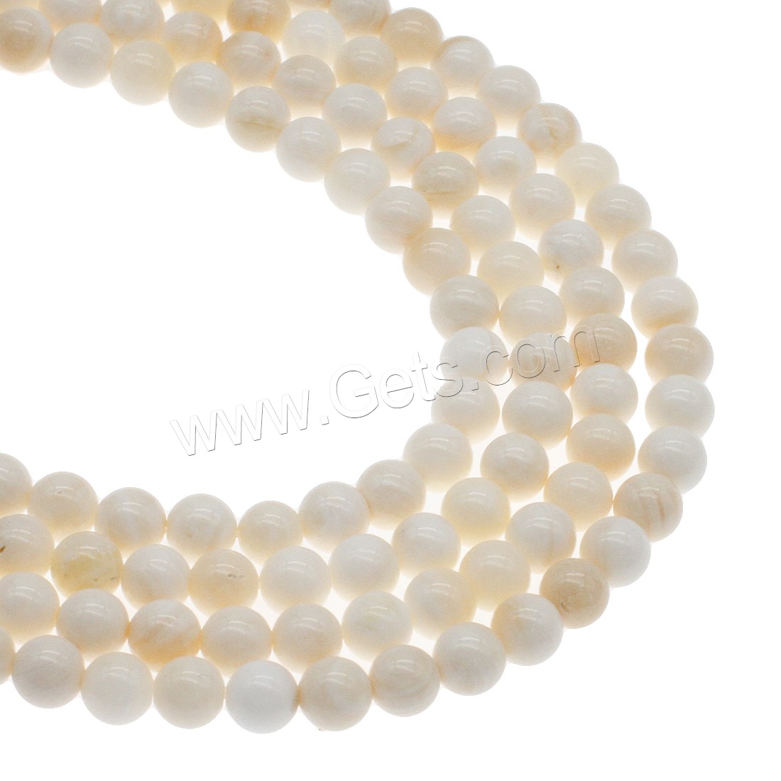 Trochus Beads, Round, different size for choice, white, Hole:Approx 1mm, Length:Approx 14.9 Inch, Sold By Strand
