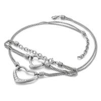 Rhinestone stainless steel Jewelry Set, bracelet & necklace, Heart, plated, 2 pieces & box chain & for woman & with rhinestone 35*28mm Approx 8 Inch, Approx 18.5 Inch 