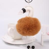Plush Hanging Decoration, PU Leather, with Faux Rabbit Hair, Bird, with fluffy ball & for bag & for woman 180mm 