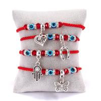 Fashion Zinc Alloy Bracelets, with Glass Beads & Nylon Cord, plated, Unisex & with rhinestone Approx 7.08-11.8 Inch 