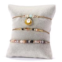 Fashion Zinc Alloy Bracelets, with Glass Beads & Seedbead & Elastic Thread, plated, three pieces & adjustable & for woman Approx 2.9-5.9 Inch 