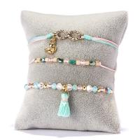 Fashion Zinc Alloy Bracelets, with Seedbead & Elastic Thread & Crystal, plated, three pieces & adjustable & for woman Approx 2.9-5.9 Inch 