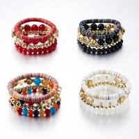 Fashion Zinc Alloy Bracelets, with Natural Stone & Elastic Thread, plated, 4 pieces & adjustable & for woman, 30mm Approx 7.08 Inch 