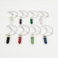 Zinc Alloy Hair Slide, with Gemstone, Moon, plated, fashion jewelry & for woman & hollow  
