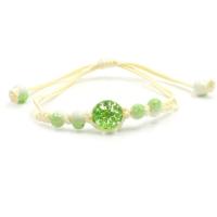 Bracelets de perle de bijou en verre, avec Ciré de coton & Fleurs séchées & chalumeau, Réglable & bracelet tressé & pour femme, plus de couleurs à choisir, 12mm Environ 9 pouce, Vendu par brin