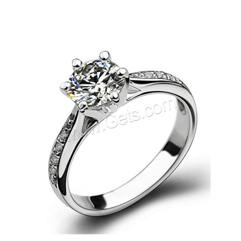 Латунное кольцо с стразами, Медно-никелевый сплав, Другое покрытие, разный размер для выбора & Женский & со стразами, плакирование металлическим цветом, продается PC