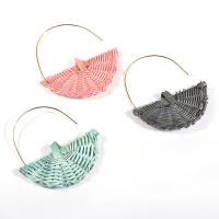 Rattan Earring, with Zinc Alloy, zinc alloy earring hook, gold color plated, woven pattern & for woman, mixed colors 