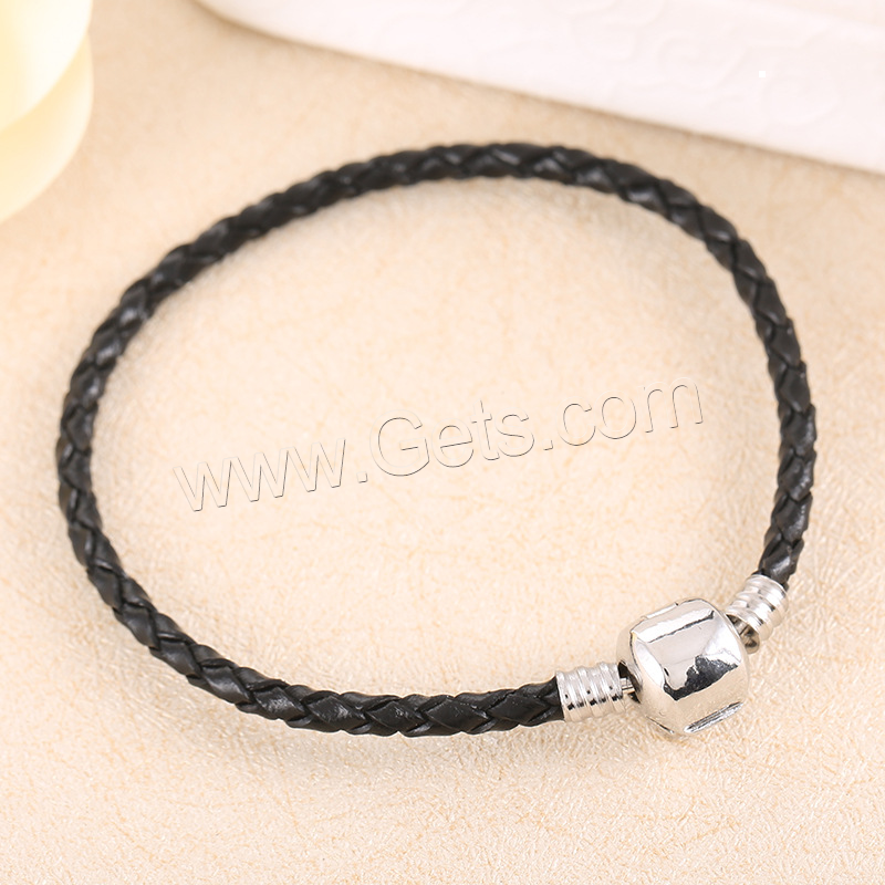 PU Leather Cord Bracelets, with Zinc Alloy, Unisex & different size for choice, more colors for choice, Sold By Strand