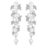 Plastic Pearl Zinc Alloy Earring, with Plastic Pearl, nickel plated & for woman & with rhinestone, metallic color plated 
