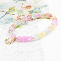 Gemstone Bracelets, Aquamarine, with Strawberry Quartz & Crackle Quartz & Rose Quartz, fashion jewelry & for woman 5.5cm 