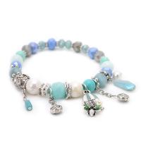 Fashion Zinc Alloy Bracelets, with Natural Stone & Crystal & Rhinestone, fashion jewelry & for woman 6cm 