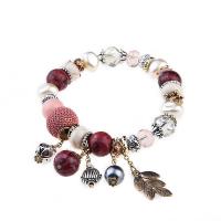 Fashion Zinc Alloy Bracelets, with Natural Stone & Crystal & Plastic Pearl, fashion jewelry & for woman 6cm 