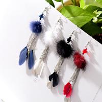 Fashion Feather Earring , Zinc Alloy, fashion jewelry & for woman, 13.5cm 