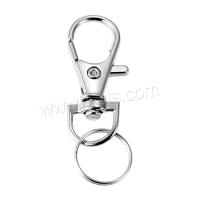 Zinc Alloy Key Clasp, durable & fashion jewelry & DIY, silver color, 36mm+14mm 