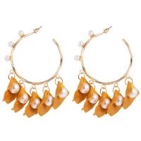 Zinc Alloy Huggie Hoop Drop Earring, with Resin & Plastic Pearl, plated, fashion jewelry & for woman nickel, lead & cadmium free 