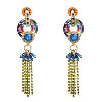 Zinc Alloy Tassel Earring, with Acetate, plated, fashion jewelry & for woman & with rhinestone nickel, lead & cadmium free 