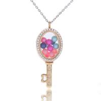 Zinc Alloy Aromatherapy Necklace, with Glass, Key, plated, It could be opened and beads could be put inside. & Unisex & round link chain & oval chain & with rhinestone Approx 23.6 Inch 