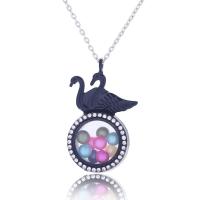Zinc Alloy Aromatherapy Necklace, with Glass, Swan, plated, It could be opened and beads could be put inside. & Unisex & round link chain & oval chain & with rhinestone Approx 23.6 Inch 
