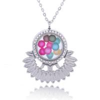 Perfume Locket Necklace, Zinc Alloy, with Glass, plated, It could be opened and beads could be put inside. & Unisex & round link chain & oval chain & with rhinestone Approx 23.6 Inch 