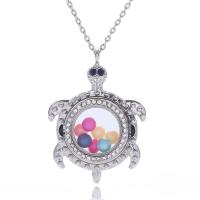 Perfume Locket Necklace, Zinc Alloy, with Glass, Turtle, plated, It could be opened and beads could be put inside. & Unisex & round link chain & oval chain & with rhinestone Approx 23.6 Inch 