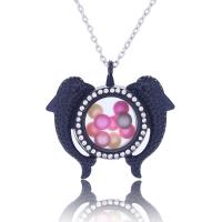 Perfume Locket Necklace, Zinc Alloy, with Glass, Dolphin, plated, It could be opened and beads could be put inside. & Unisex & round link chain & oval chain & with rhinestone Approx 23.6 Inch 