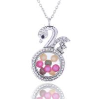 Perfume Locket Necklace, Zinc Alloy, with Glass, Swan, plated, It could be opened and beads could be put inside. & Unisex & round link chain & oval chain & with rhinestone Approx 23.6 Inch 