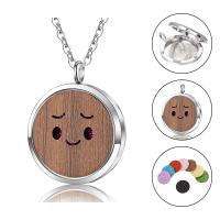 Zinc Alloy Aromatherapy Necklace, with Wood, plated, can open and put into something & Unisex & oval chain Approx 23.6 Inch 
