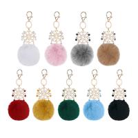 Zinc Alloy Key Clasp, gold color plated, with fluffy ball & fashion jewelry & for woman 