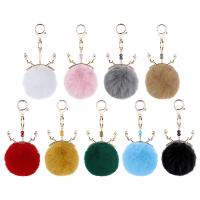 Zinc Alloy Key Clasp, gold color plated, with fluffy ball & fashion jewelry & Unisex 