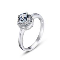 Cubic Zirconia Sterling Silver Finger Ring, 925 Sterling Silver, platinum plated & for woman & with cubic zirconia, 6.3mm, US Ring .5-10 